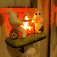 Generic 2024 Halloween Ghost Campfire Flickering Nightlight Ghost Roasting Marshmallows Night Light Halloween Decor Led Faux C