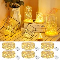 Kolpop 6 Pack Led Fairy Lights Battery Operated Mini Twinkle String Lights Battery Powered Waterproof For Christmas Mason Jars