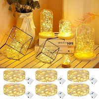 Kolpop 6 Pack Led Fairy Lights Battery Operated Mini Twinkle String Lights Battery Powered Waterproof For Christmas Mason Jars