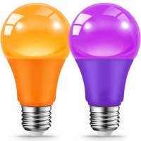 Jaheks Orange Purple Light Bulbs For Halloween Christmas 9W60W Equivalent E26 Base Led Orange Bulb Purple Bulb For Outdoorpo