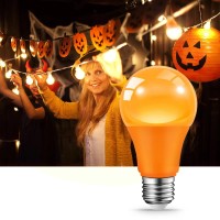 Jaheks Orange Purple Light Bulbs For Halloween Christmas 9W60W Equivalent E26 Base Led Orange Bulb Purple Bulb For Outdoorpo