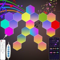 Aeasiup Hexagonal Light Led Wall Plate Builtin Microphone Intelligent Aesthetic Patchwork Lights With Remote And App Control