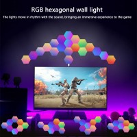 Aeasiup Hexagonal Light Led Wall Plate Builtin Microphone Intelligent Aesthetic Patchwork Lights With Remote And App Control