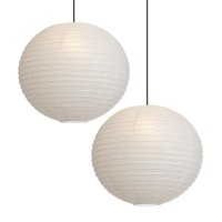 2Pcs 236 Inch Round Rice Paper Lamp Shades White Paper Lanterns Lights Paper Pendant Light Shade Hanging Paper Lamp Shade Nogu