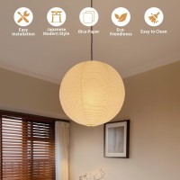 2Pcs 236 Inch Round Rice Paper Lamp Shades White Paper Lanterns Lights Paper Pendant Light Shade Hanging Paper Lamp Shade Nogu