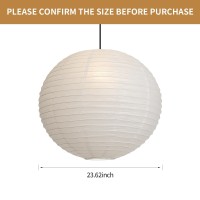 2Pcs 236 Inch Round Rice Paper Lamp Shades White Paper Lanterns Lights Paper Pendant Light Shade Hanging Paper Lamp Shade Nogu