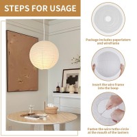 2Pcs 236 Inch Round Rice Paper Lamp Shades White Paper Lanterns Lights Paper Pendant Light Shade Hanging Paper Lamp Shade Nogu