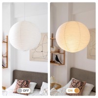 2Pcs 236 Inch Round Rice Paper Lamp Shades White Paper Lanterns Lights Paper Pendant Light Shade Hanging Paper Lamp Shade Nogu