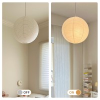 1Pc 12Inch Round Rice Paper Lamp Shades White Paper Lanterns Lights Paper Pendant Light Shade Hanging Paper Lamp Shade Noguchi