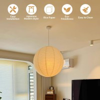 1Pc 197 Inch Round Rice Paper Lamp Shades White Paper Lanterns Lights Large Paper Pendant Light Shade Hanging Paper Lamp Shade