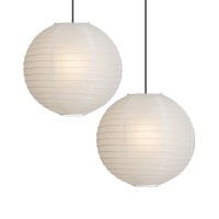 2 Pcs 12Inch Round Rice Paper Lamp Shades White Paper Lanterns Lights Paper Pendant Light Shade Hanging Paper Lamp Shade Noguch