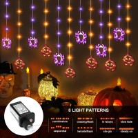 Halloween Window Lights 985Ft 190Led Purple Spider Orange Pumpkin Halloween Lights Outdoor Hanging Halloween Curtain String Lig