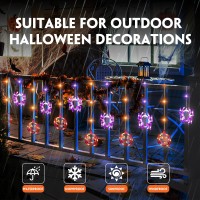 Halloween Window Lights 985Ft 190Led Purple Spider Orange Pumpkin Halloween Lights Outdoor Hanging Halloween Curtain String Lig