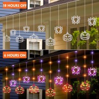 Halloween Window Lights 985Ft 190Led Purple Spider Orange Pumpkin Halloween Lights Outdoor Hanging Halloween Curtain String Lig