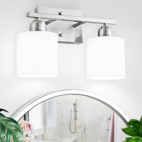 Faishilan 2Light Bathroom Light Fixtures Brushed Nickel Vanity Light With Milky White Frosted Glass Brushed Nickel Vanity Lig