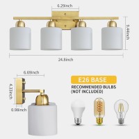 Faishilan 4Light Gold Bathroom Light Fixtures Gold Vanity Light With Milky White Frosted Glass Shades Gold Light Fixture Bath