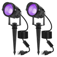 Tsun Blacklight Spotlight Halloween 2 Pack Black Lights Spotlight Outdoor Ip65 Waterproof Black Lights For Glow Party Body Pai