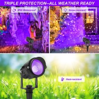 Tsun Blacklight Spotlight Halloween 2 Pack Black Lights Spotlight Outdoor Ip65 Waterproof Black Lights For Glow Party Body Pai