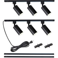 Lraemxg Plug In Track Lighting With Power Cord 6Light Gu10 Track Lighting Kit With 66Ft H Type Track Lighting Rails Modern K