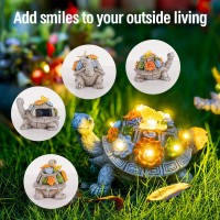 Ydkojgw Solar Garden Outdoor Statues Turtle With Succulent And 8 Led Lights Lawn Decor Tortoise Statue For Patio Balcony Yar