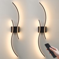 Kartoosh Battery Operated Wall Sconces Set Of Two With Remote Control Stepless Colors 3000K6000K Dimming Led Black Wireless