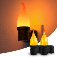 Kindeep Led Flame Night Light 2 Pack Plug In Wall With Dusk To Dawn Sensor 3 Modes Amber Flickering Night Light Home Decor