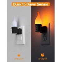 Kindeep Led Flame Night Light 2 Pack Plug In Wall With Dusk To Dawn Sensor 3 Modes Amber Flickering Night Light Home Decor