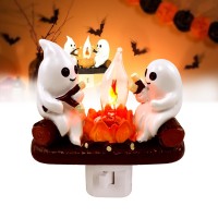 Jingtian Ghost Campfire Flickering Night Light Spooky Fire Marshmallow Night Light Led Fake Campfire Night Lights Plug Into Wa