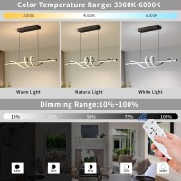 Lannlker Modern Led Pendant Lights 47In Chandelier Dimmable With Remote Control 3000K6000K Adjustable Color Temperature Alumi