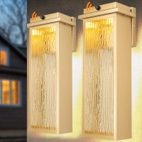 Venzblomia 16 Dusk To Dawn Led Outdoor Light 2 Packs Gold Outside Porch Lights Wall Mount Large Exterior Lighting Fixtures W