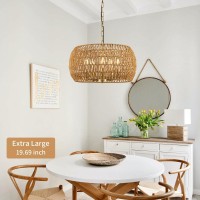 Luzbblu 4Light Rattan Semi Flush Mount Ceiling Light 15 Boho Light Fixture With Handwoven Rattan Shade In Quatrefoil Shape