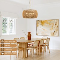 Luzbblu 4Light Rattan Semi Flush Mount Ceiling Light 15 Boho Light Fixture With Handwoven Rattan Shade In Quatrefoil Shape