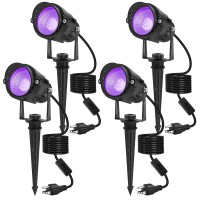 Tsun Blacklight Spotlight Halloween 4 Pack Black Lights Spot Light Outdoor Ip65 Waterproof Black Lights For Glow Party Body Pa