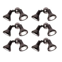 Ciata 15 Outdoor Security Flood Light 2 Head With Heavy Duty Cast Aluminum Body 150W Par38 Weather Proof Black Finish 6 Pack