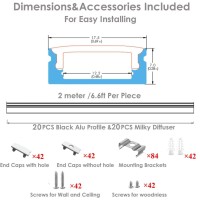 Besseto 20Pack 66Ft2M White Led Aluminum Channel Led Strip Light Diffuser Aluminum Channel Profile Housing Extrusion For Under