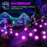 Letmy 6Pack 48 Led Halloween Decorations Outdoor Swaying Solar Lights Outdoor Waterproof Solar Firefly Lights Solar Halloween L