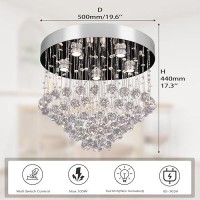 Finktonglan Modern Crystal Chandeliers 196 Inch Round Led Ceiling Light Fixtures Stainless Steel Flush Mount Chandelier Ceiling