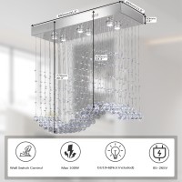 Finktonglan Crystal Chandelier For Kitchen Island Modern Crystal Pendant Ceiling Light Fixture For Dining Room Linear Flush Mou