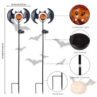 Viveta Halloween Solar Lights Outdoor 338 Inch Metal Bat Solar Garden Lights Outdoor 2 Pack Waterproof Solar Halloween Path Lig