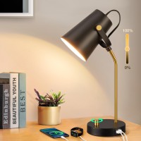 Ejiaxin Desk Lamp For College Dorm Room Led Bedside Lamps With Usb Ca Charging Ports Dimmable Nightstand Reading Lamp With