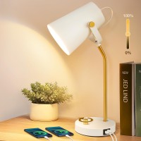 Ejiaxin Desk Lamp For College Dorm Room Led Bedside Lamps With Usb Ca Charging Ports Dimmable Nightstand Reading Lamp With