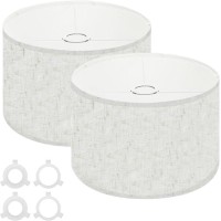 Drum Lamp Shades For Table Lamps 12X12X8 Linen Lampshade Set Of 2 Easy Assembly Lamp Shade With E27 To E26E14 Adapters Fo