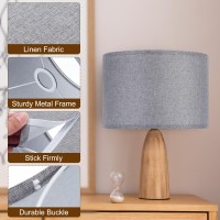 Drum Lamp Shades For Table Lamps 12X12X8 Linen Lampshade Set Of 2 Easy Assembly Lamp Shade With E27 To E26E14 Adapters Fo