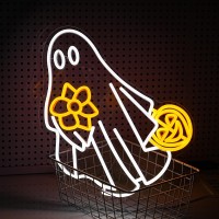 Ghost Neon Sign For Wall Decor Dimmable Usb Powered Pumpkin Led Light Sign Halloween Ghost Neon Light For Halloween Party Game R