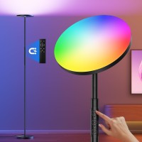 Fulsunt Rgb Torchiere Floor Lamps For Living Room 36W3600Lm Bright Led Standing Lamp With Remote Modern Color Changing Tall L