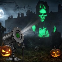 Halloween Projector Lights Outdoor Indoor 3D Dynamic Green Skull Ghost Projector Decorations Lights Waterproof Halloween Ligh