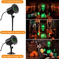 Halloween Projector Lights Outdoor Indoor 3D Dynamic Green Skull Ghost Projector Decorations Lights Waterproof Halloween Ligh