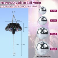 Disco Ball Motor Rotating With Light Rechargeable Disco Ball Spinner With Remote Adjustable Speed 18 Rgbw Led Light For Hangi