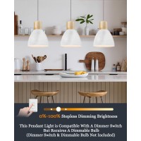 Elyona 3 Pack White Hammered Pendant Lights For Kitchen Island 7 Nordic Solid Wood Hanging Light Fixtures Modern Metal Penda