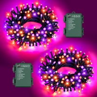 Ffzzkj 8 Modes Halloween String Lights Total 100Led Battery Operated Halloween Lights Outdoor With Timer 164Ft2 50Led2 Water